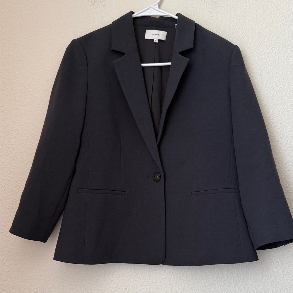 Vince. One Button Blazer Soft Black Size 4